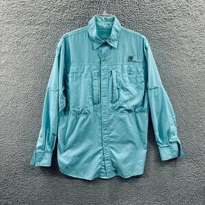 Reel Legends Men Shirt Small Blue Button Front Long Sleeve Fishing Vented Pocket